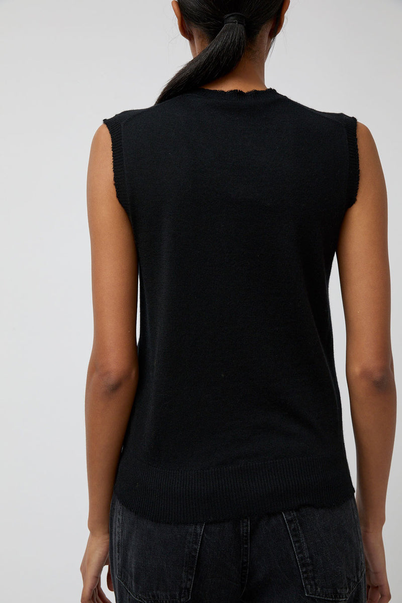 6397 Wool and Cashmere Shrunken Vest in Black