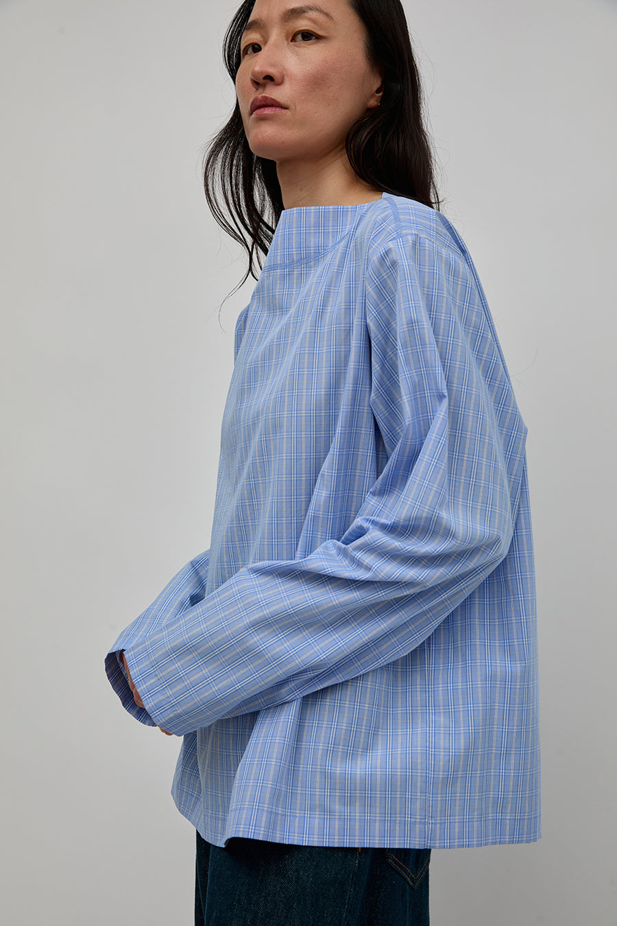 6397 Bateau Shirt in Blue Check