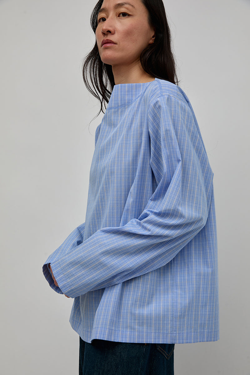 6397 Bateau Shirt in Blue Check