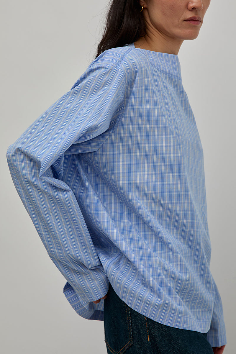 6397 Bateau Shirt in Blue Check