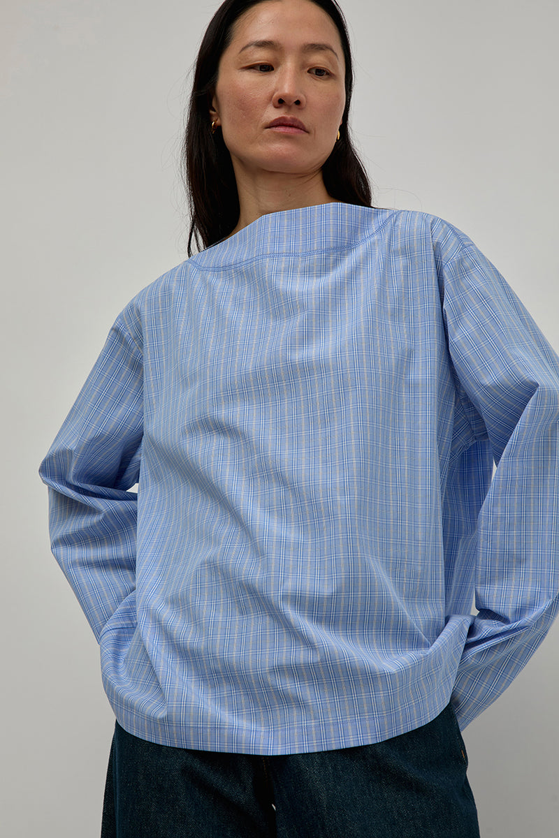6397 Bateau Shirt in Blue Check