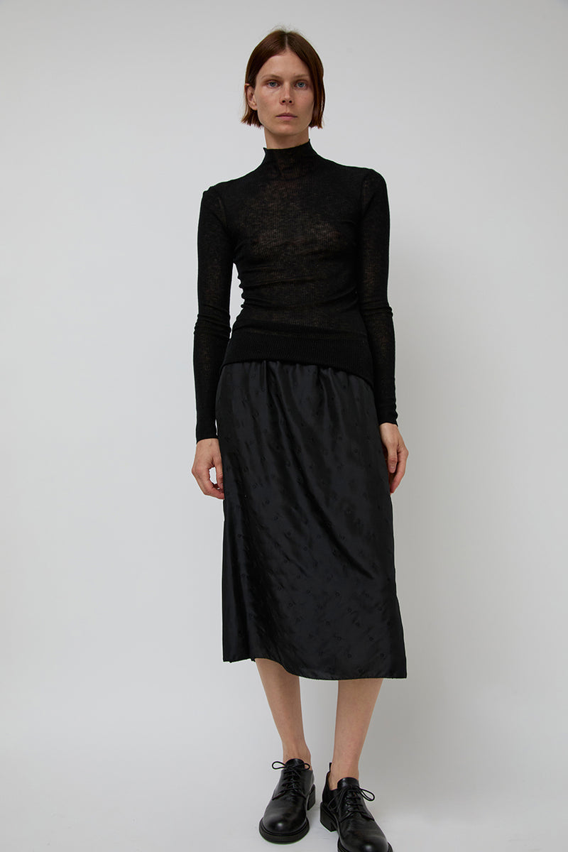6397 Embroidered Slip Skirt in Black