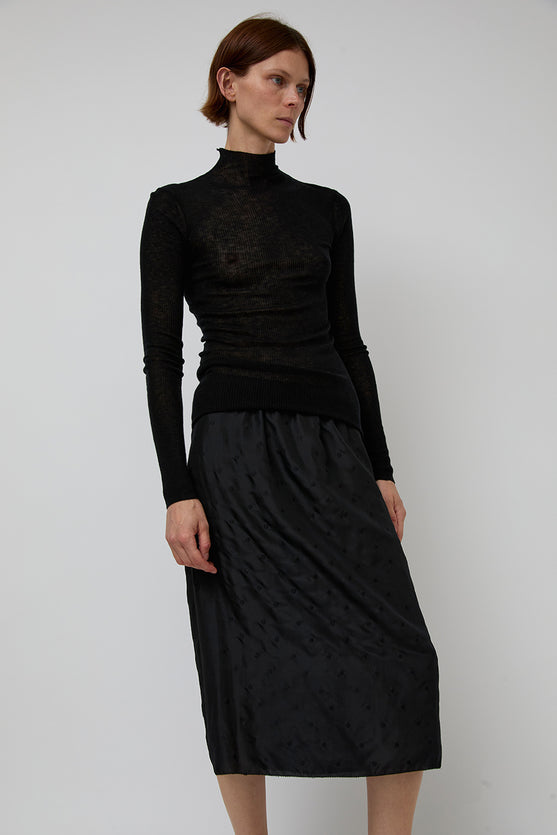 6397 Embroidered Slip Skirt in Black