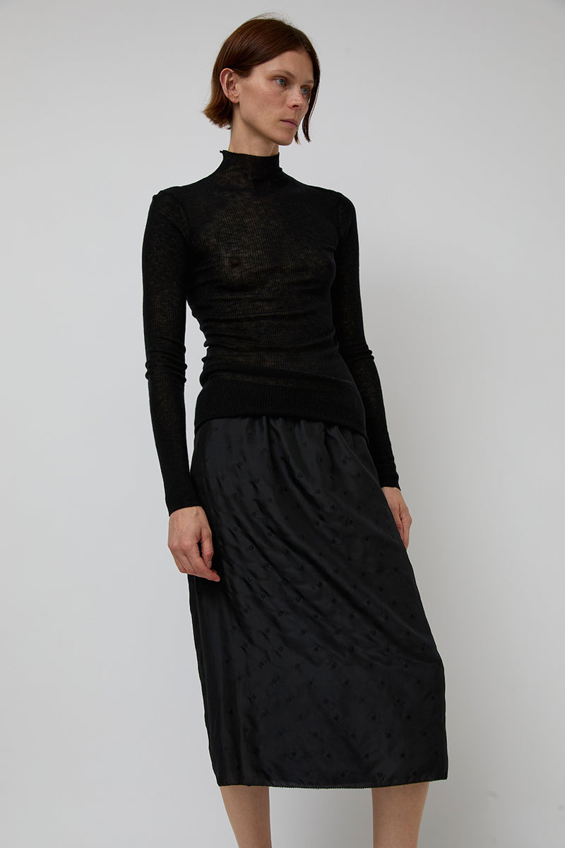 6397 Embroidered Slip Skirt in Black