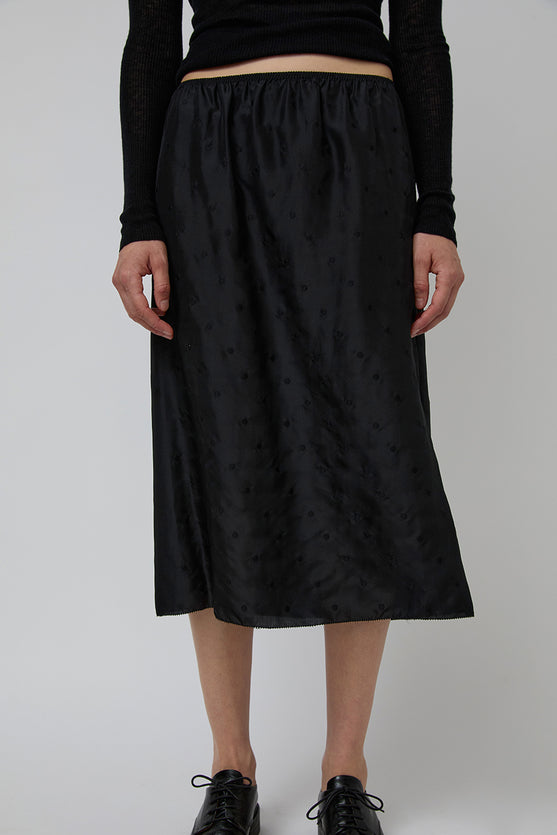 6397 Embroidered Slip Skirt in Black