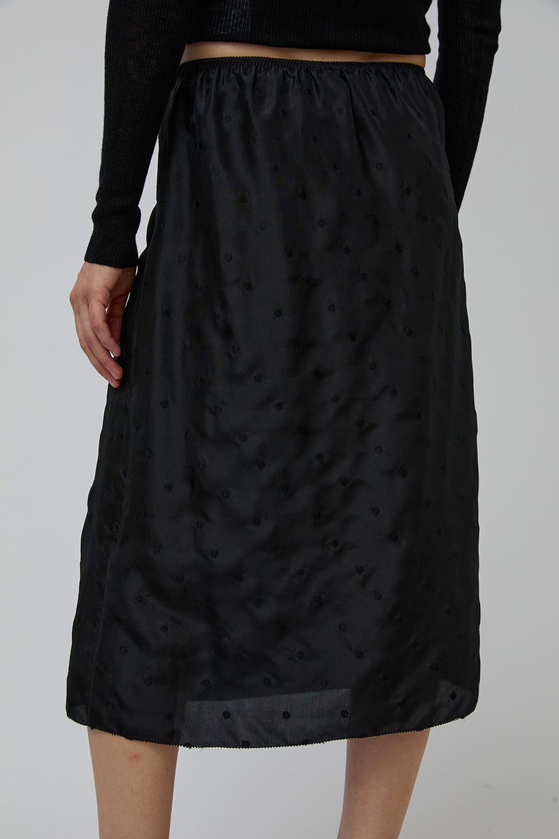 6397 Embroidered Slip Skirt in Black