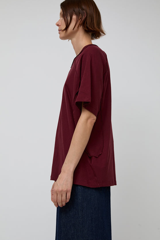 6397 Inside out V Neck in Bordeaux