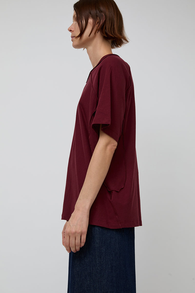 6397 Inside out V Neck in Bordeaux