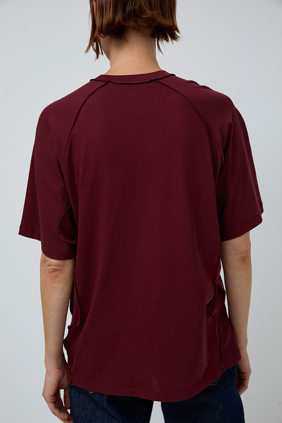 6397 Inside out V Neck in Bordeaux