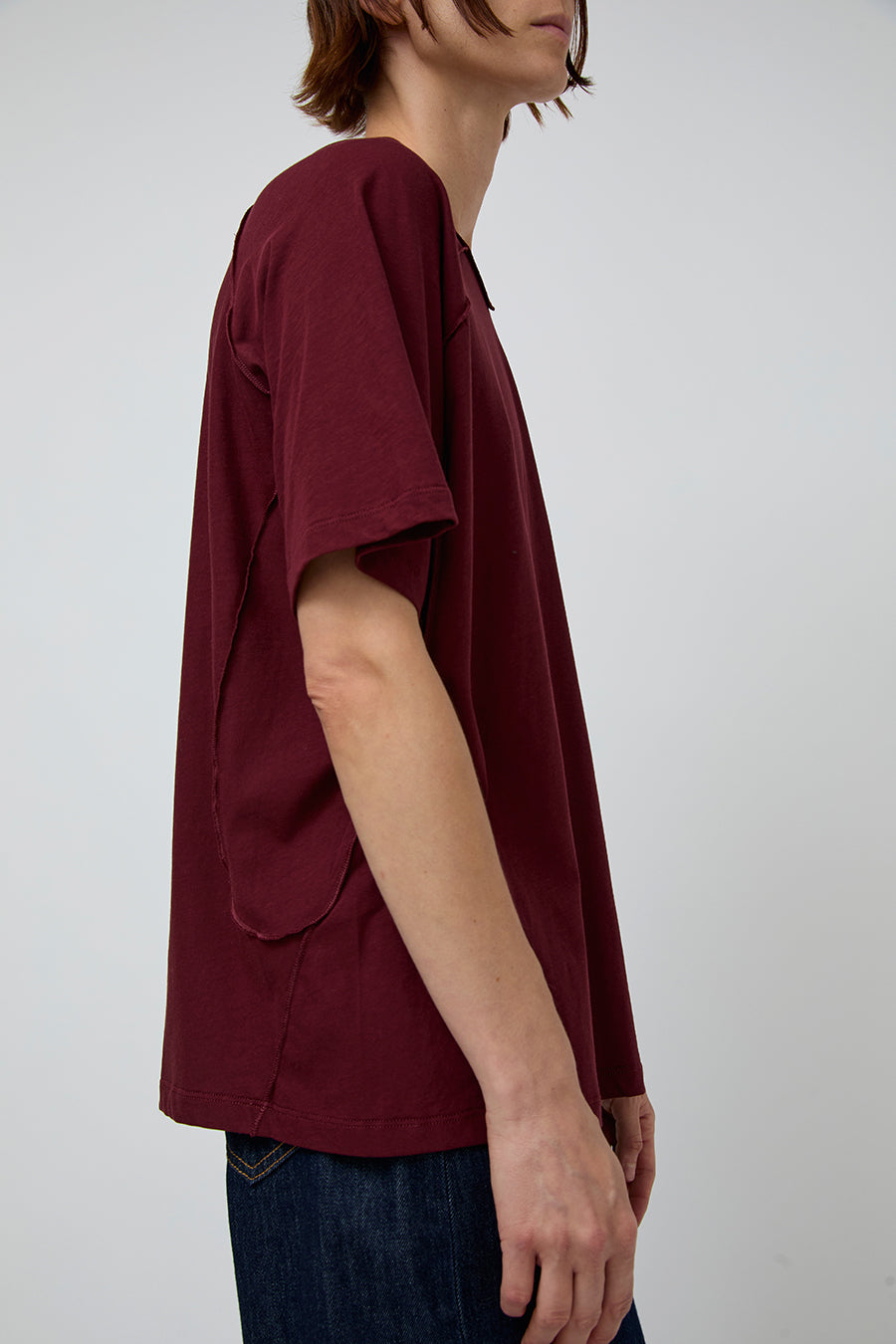 6397 Inside out V Neck in Bordeaux