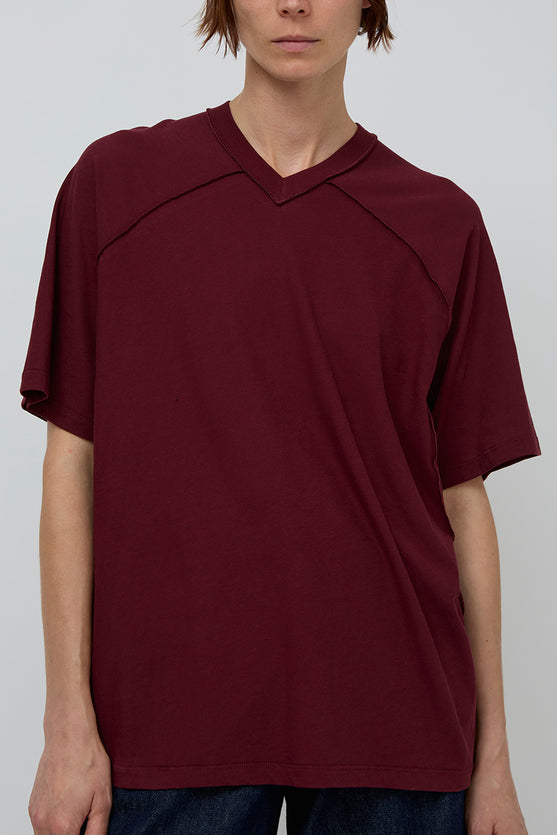 6397 Inside out V Neck in Bordeaux