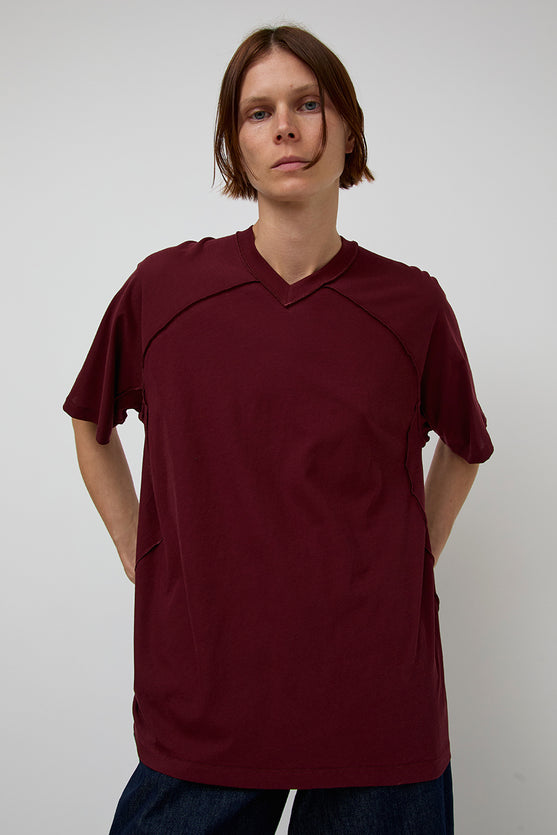 6397 Inside out V Neck in Bordeaux