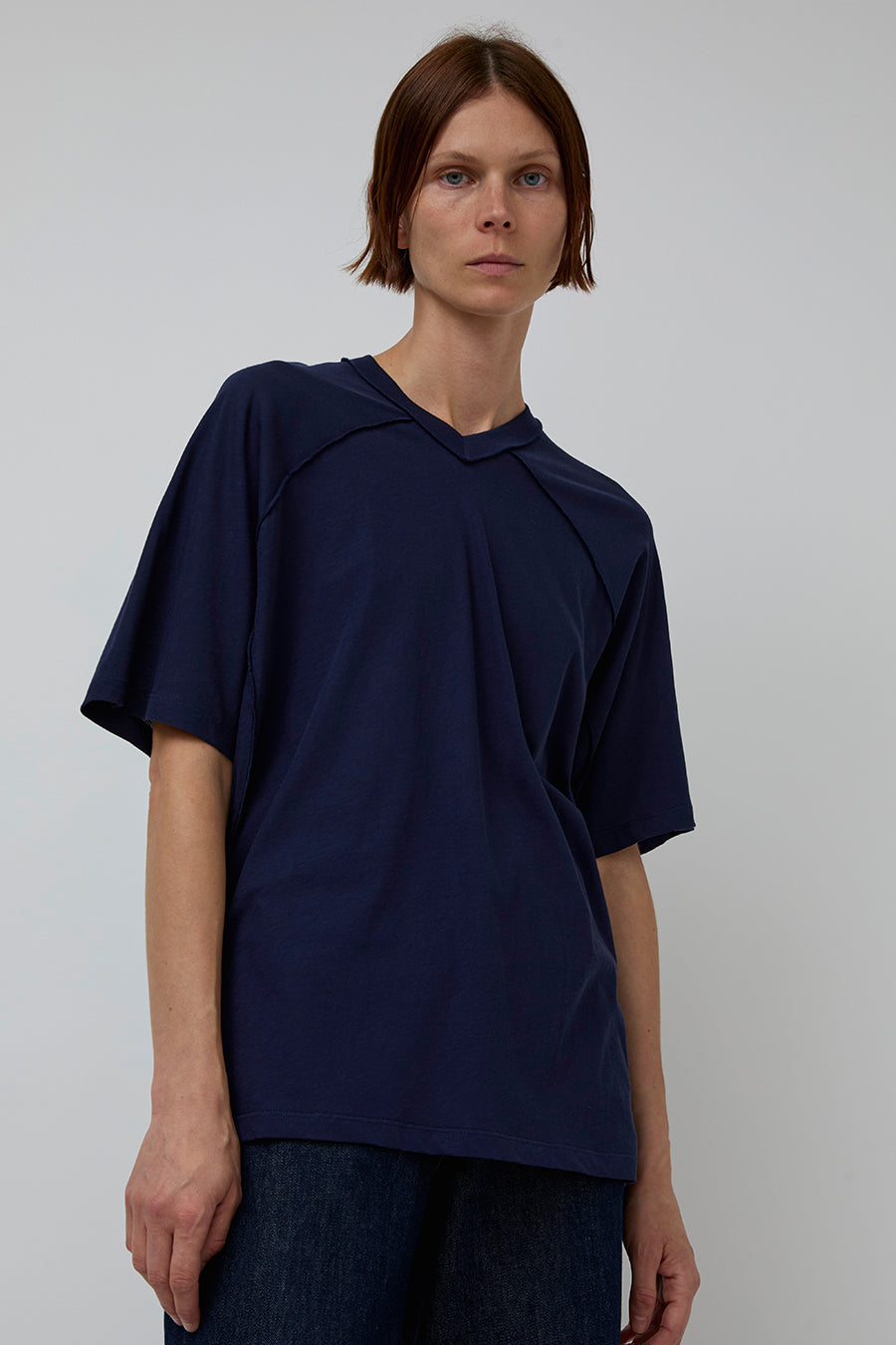 6397 Inside out V Neck in Ink