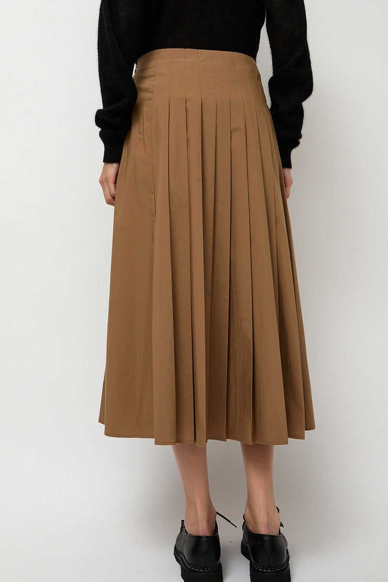 6397 Pleated Wrap Skirt in Khaki