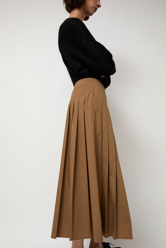 6397 Pleated Wrap Skirt in Khaki