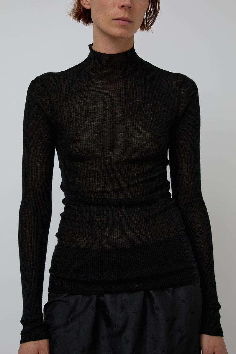 6397 Rib Mock Neck in Black