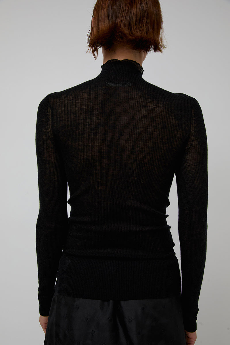 6397 Rib Mock Neck in Black