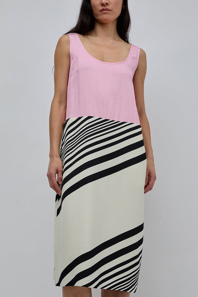 6397 Weighted Scoop Dress in Pink Panther Stripe