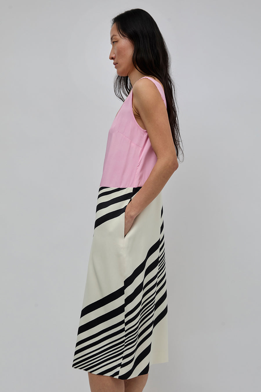 6397 Weighted Scoop Dress in Pink Panther Stripe