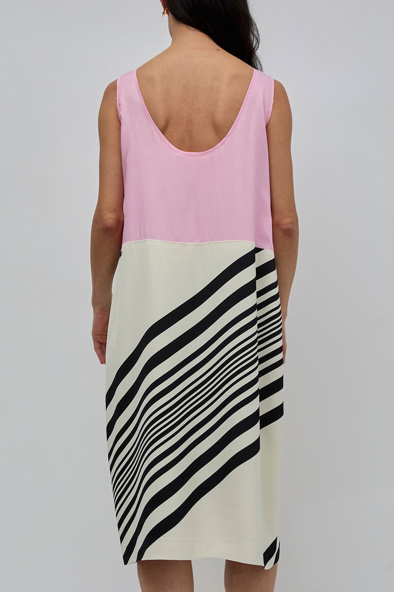 6397 Weighted Scoop Dress in Pink Panther Stripe