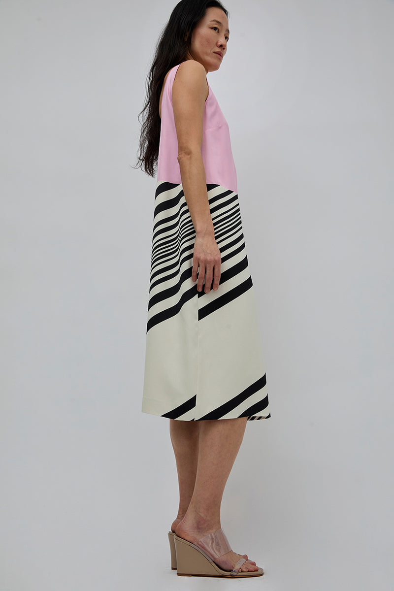 6397 Weighted Scoop Dress in Pink Panther Stripe