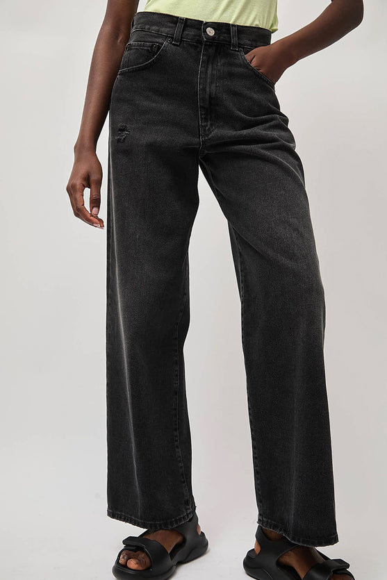 6397 Wide Jean in Black Brown