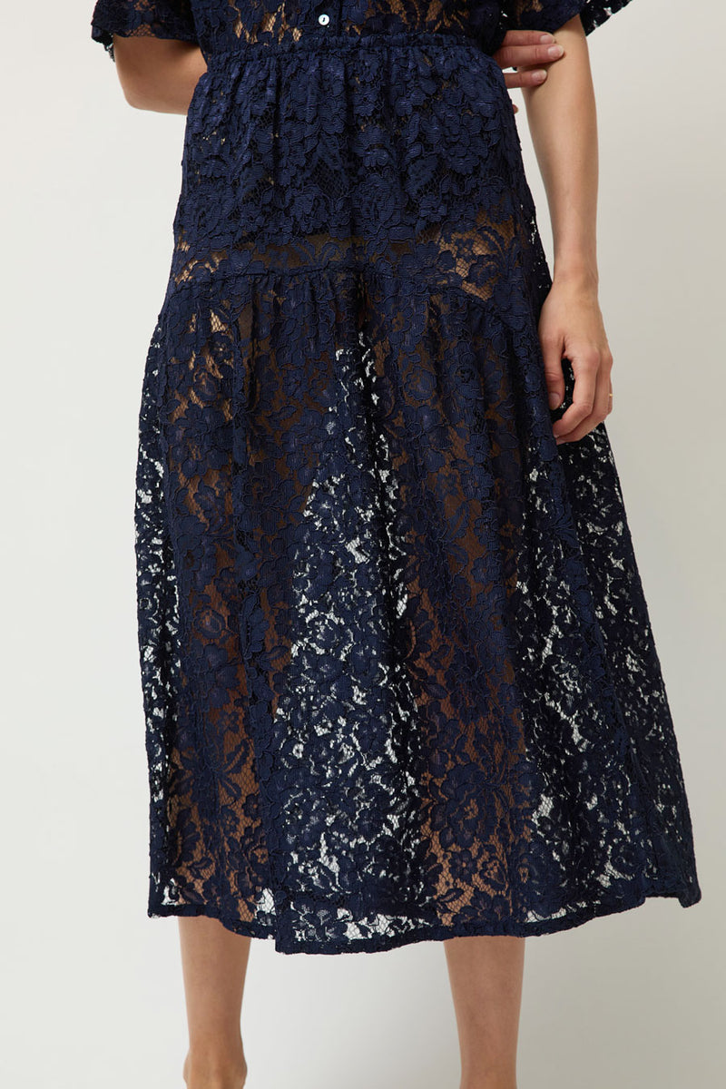 A Bronze Age Field Skirt in Navy Lace
