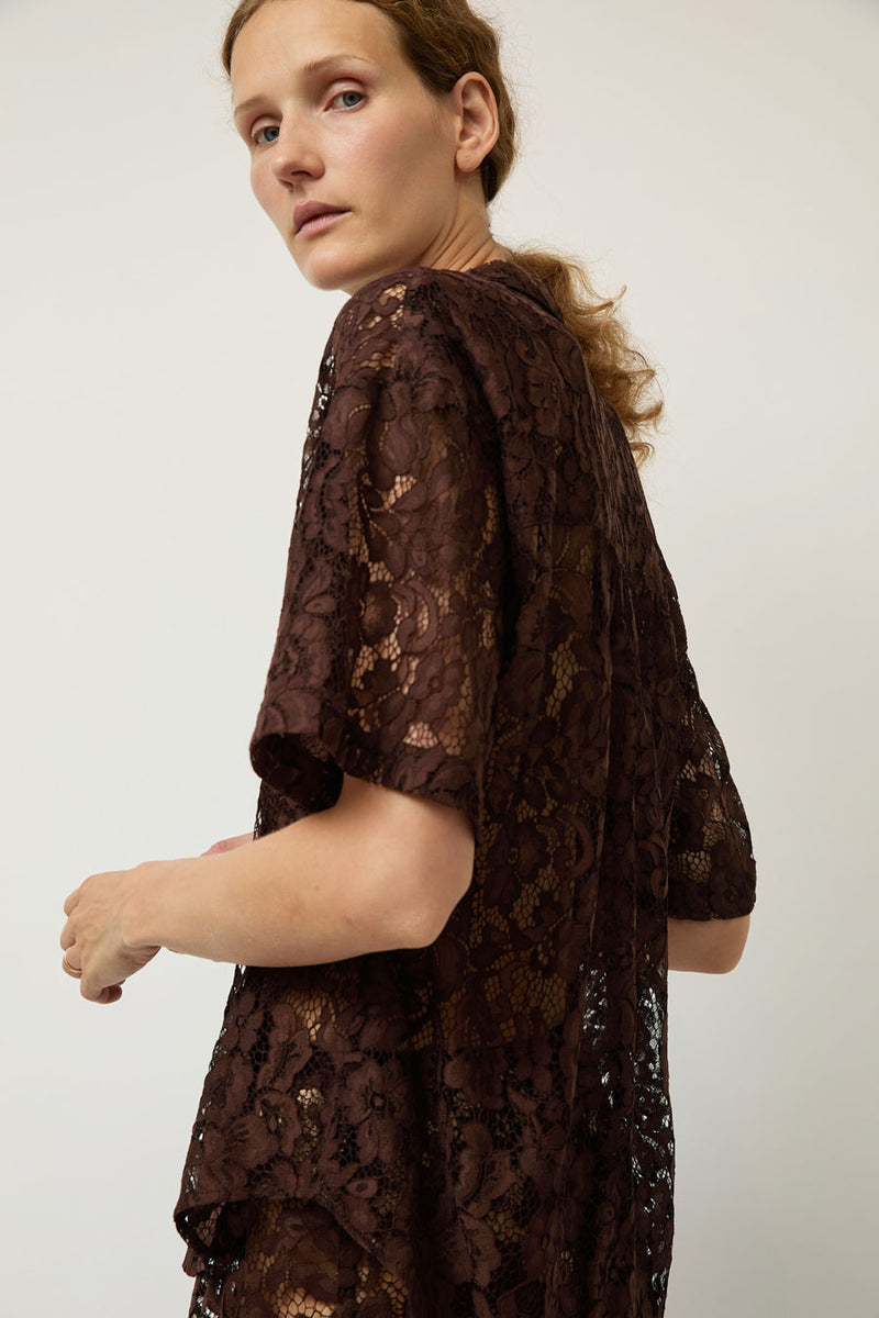 A Bronze Age Romeo Top in Americano Lace