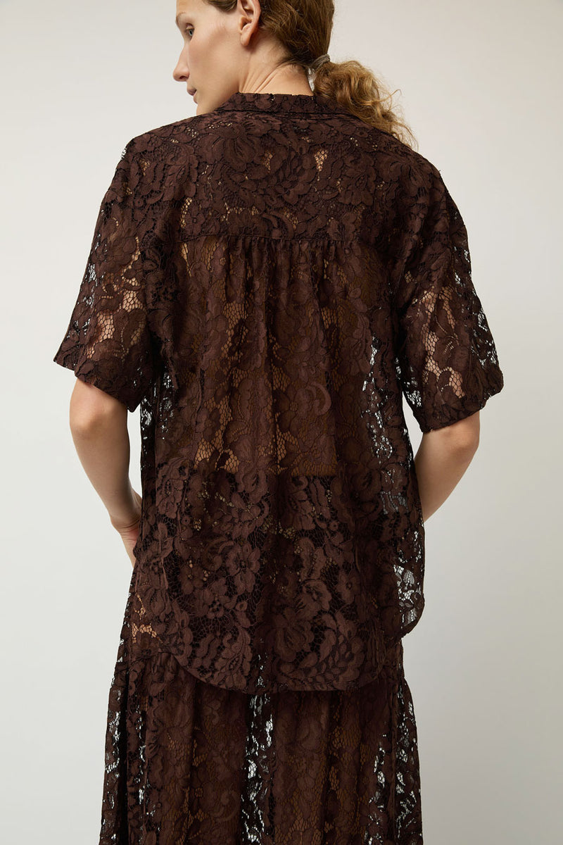 A Bronze Age Romeo Top in Americano Lace