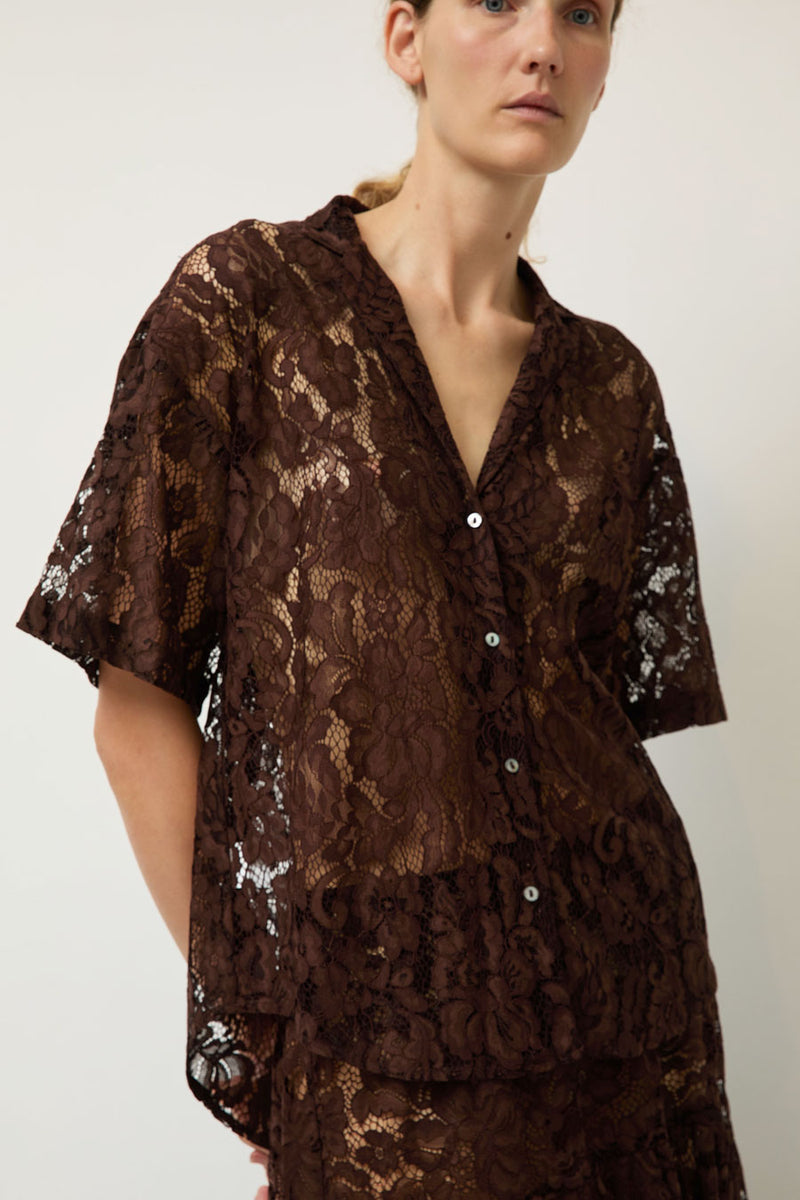 A Bronze Age Romeo Top in Americano Lace