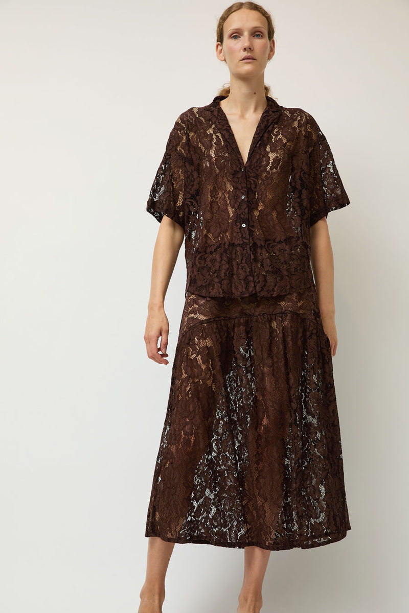 A Bronze Age Romeo Top in Americano Lace