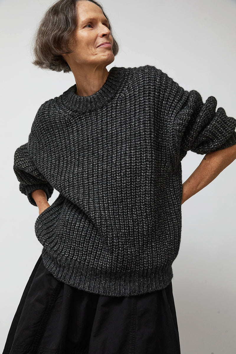 Atelier Delphine Baby Alpaca Pima Cotton Blend Sweater in Charcoal