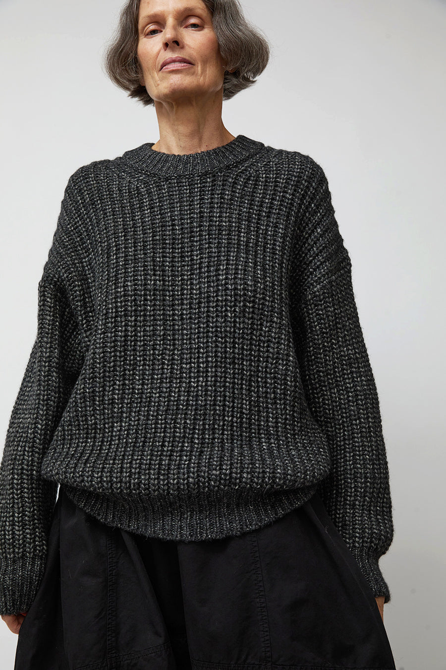 Atelier Delphine Baby Alpaca Pima Cotton Blend Sweater in Charcoal