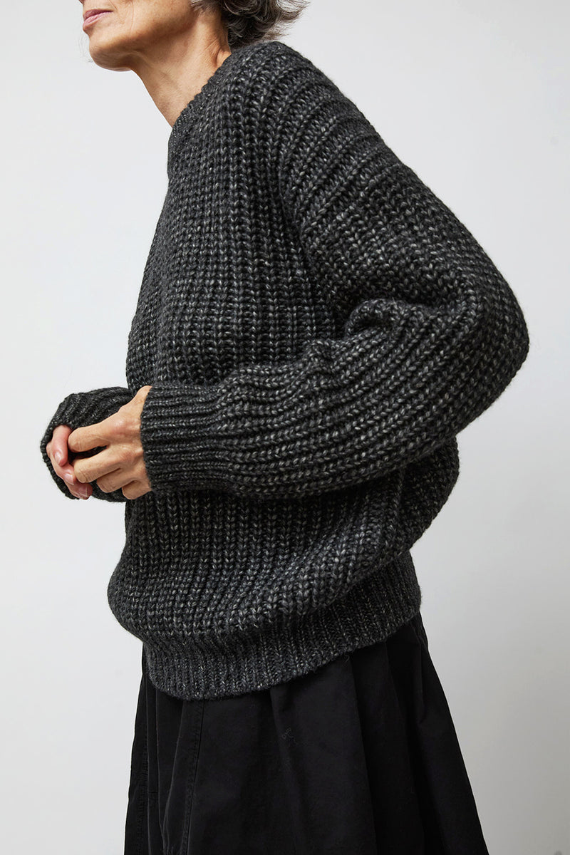 Atelier Delphine Baby Alpaca Pima Cotton Blend Sweater in Charcoal