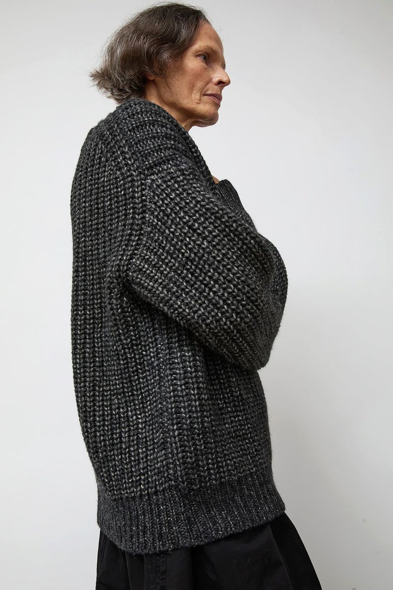 Atelier Delphine Baby Alpaca Pima Cotton Blend Sweater in Charcoal