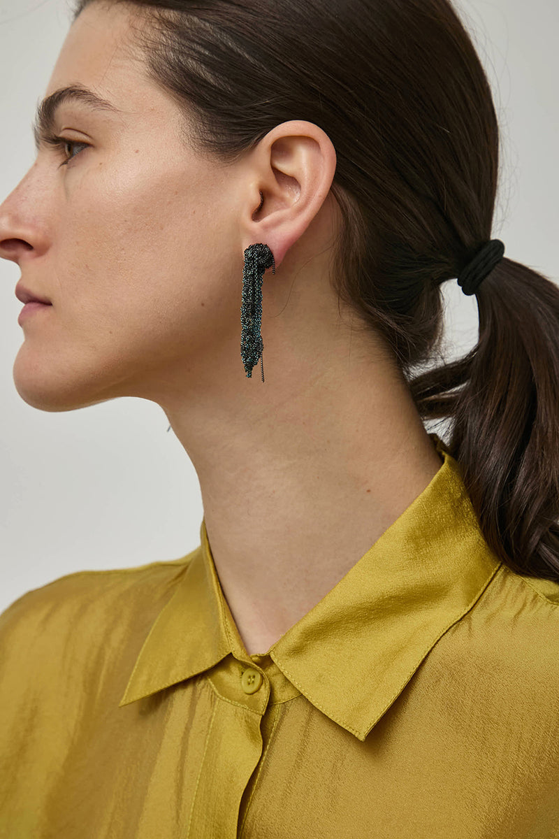 Arielle de Pinto 2-Tone Drip Earrings in Chocolate and Iris