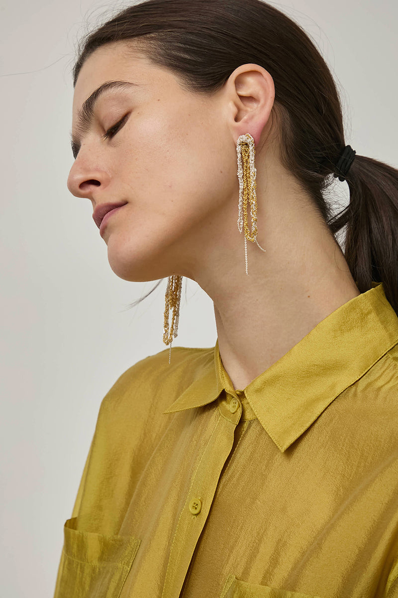 Arielle de Pinto Extra 2-Tone Drip Earrings in Silver and Gold