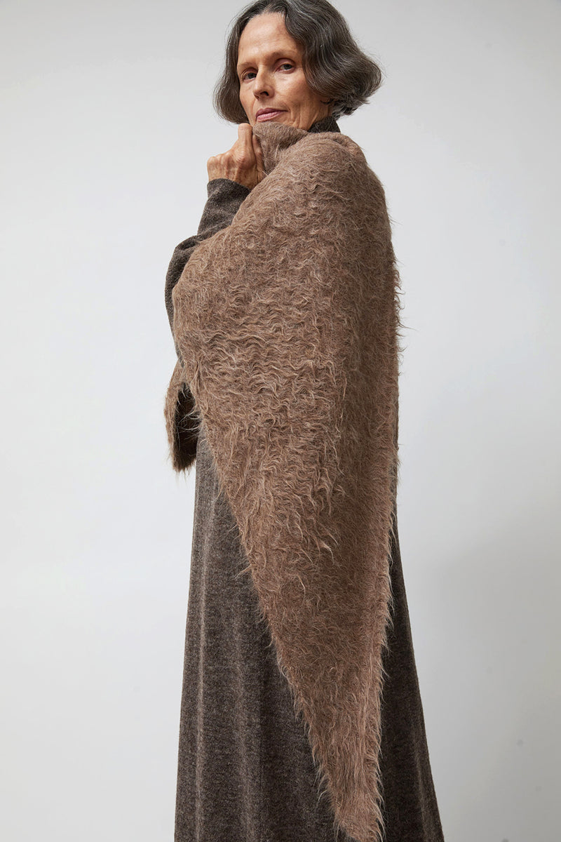 Atelier Delphine Suri Alpaca Hand Brushed Triangle Scarf in Porcini