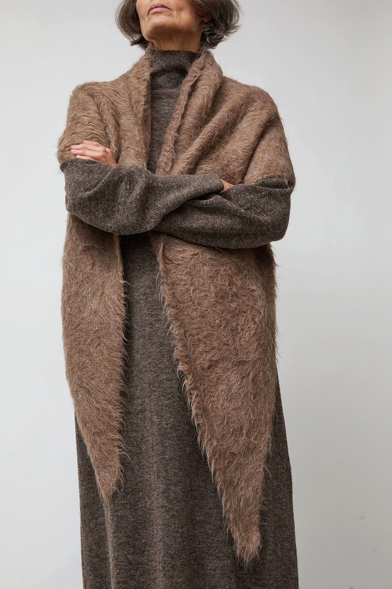 Atelier Delphine Suri Alpaca Hand Brushed Triangle Scarf in Porcini