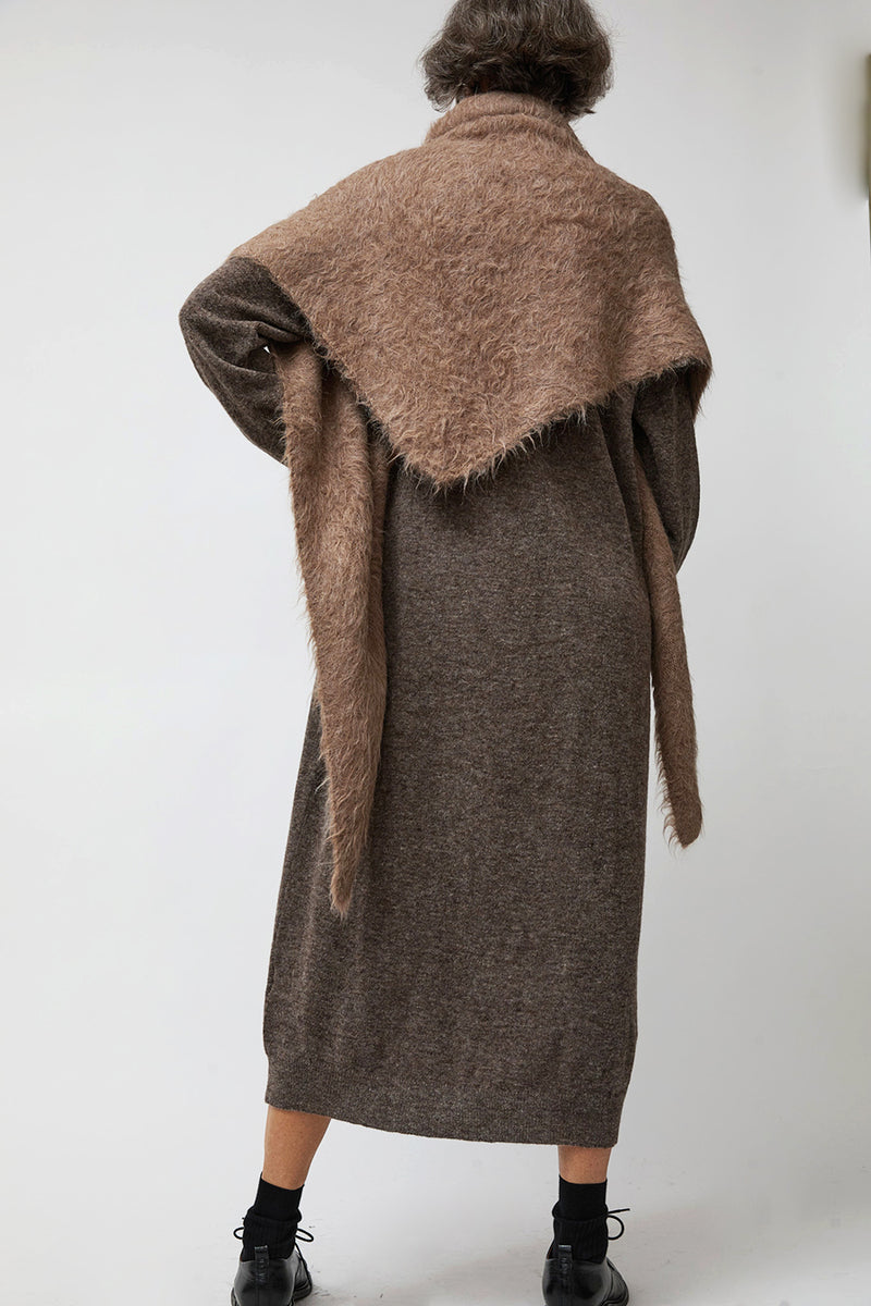 Atelier Delphine Suri Alpaca Hand Brushed Triangle Scarf in Porcini