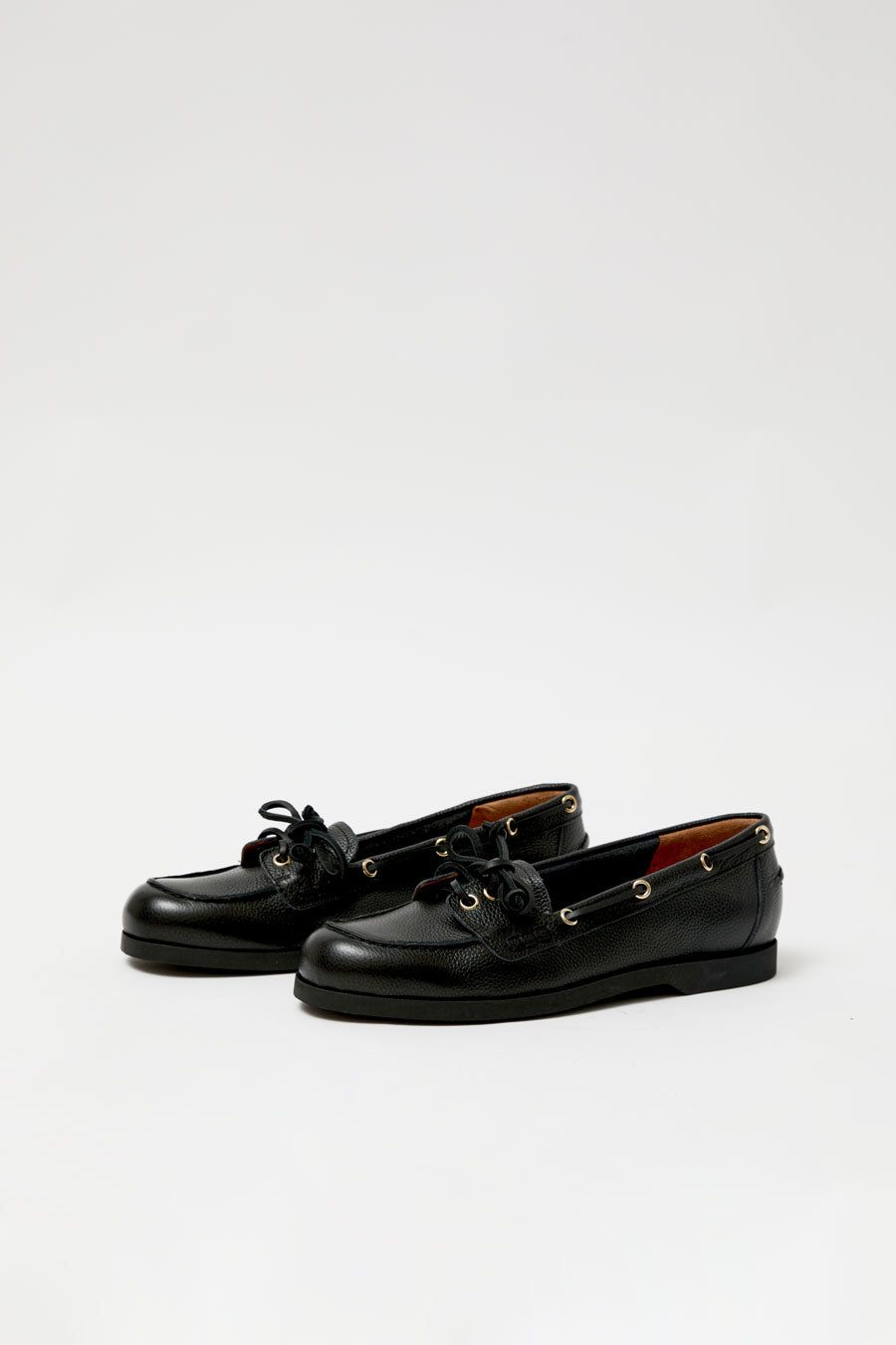 ATP Atelier Nesso Boat Shoe in Black Grained Calf