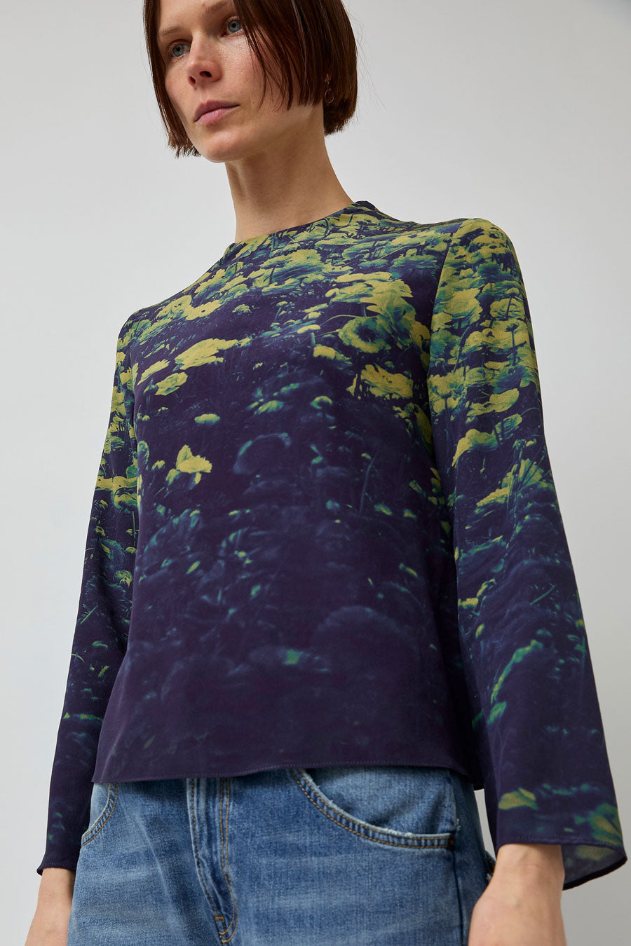 No.6 Diane Top in Green Poppies