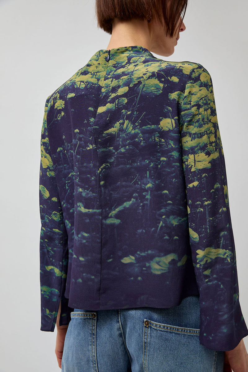 No.6 Diane Top in Green Poppies