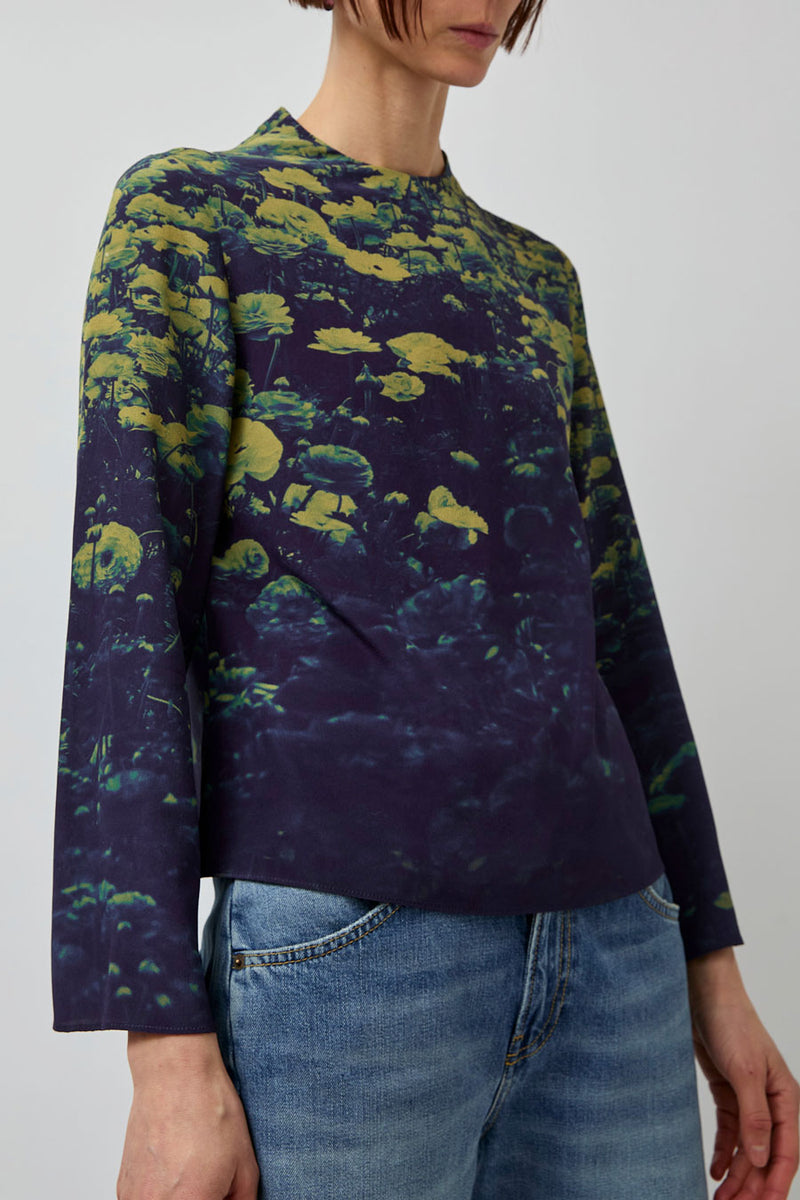 No.6 Diane Top in Green Poppies