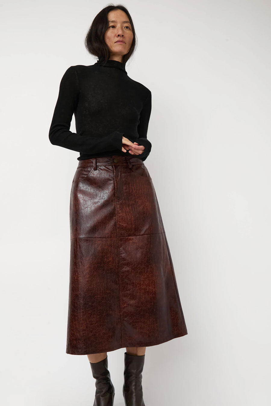 No.6 Aimee Skirt in Brown Crackle