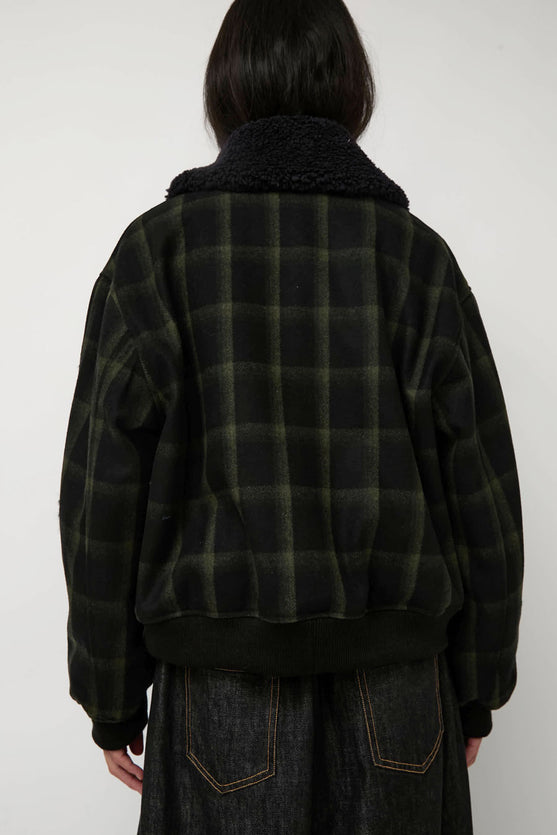 No.6 Landmark Jacket in Olive and Navy Plaid