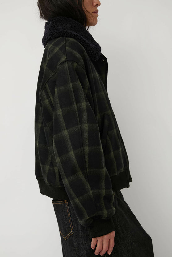 No.6 Landmark Jacket in Olive and Navy Plaid