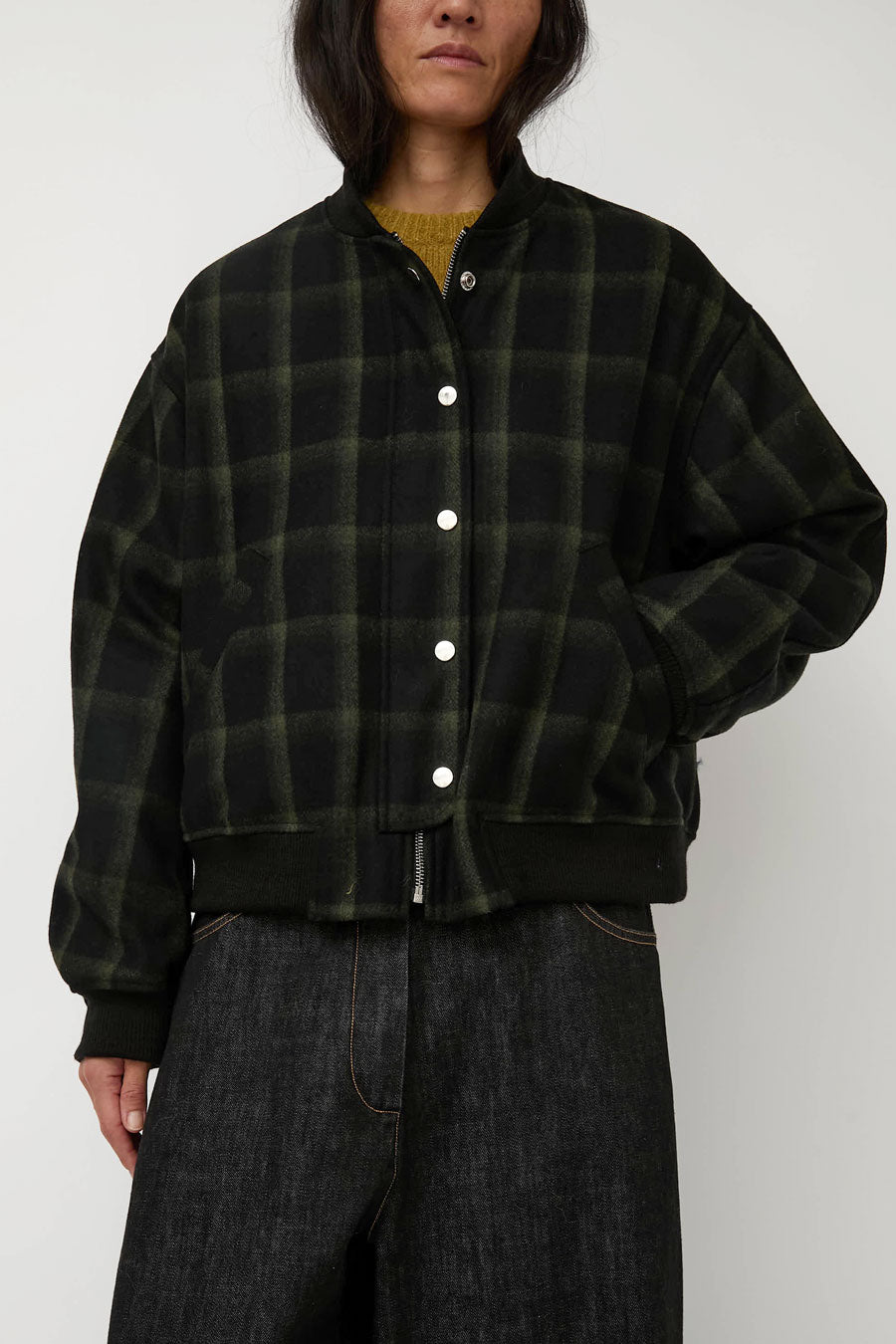 No.6 Landmark Jacket in Olive and Navy Plaid
