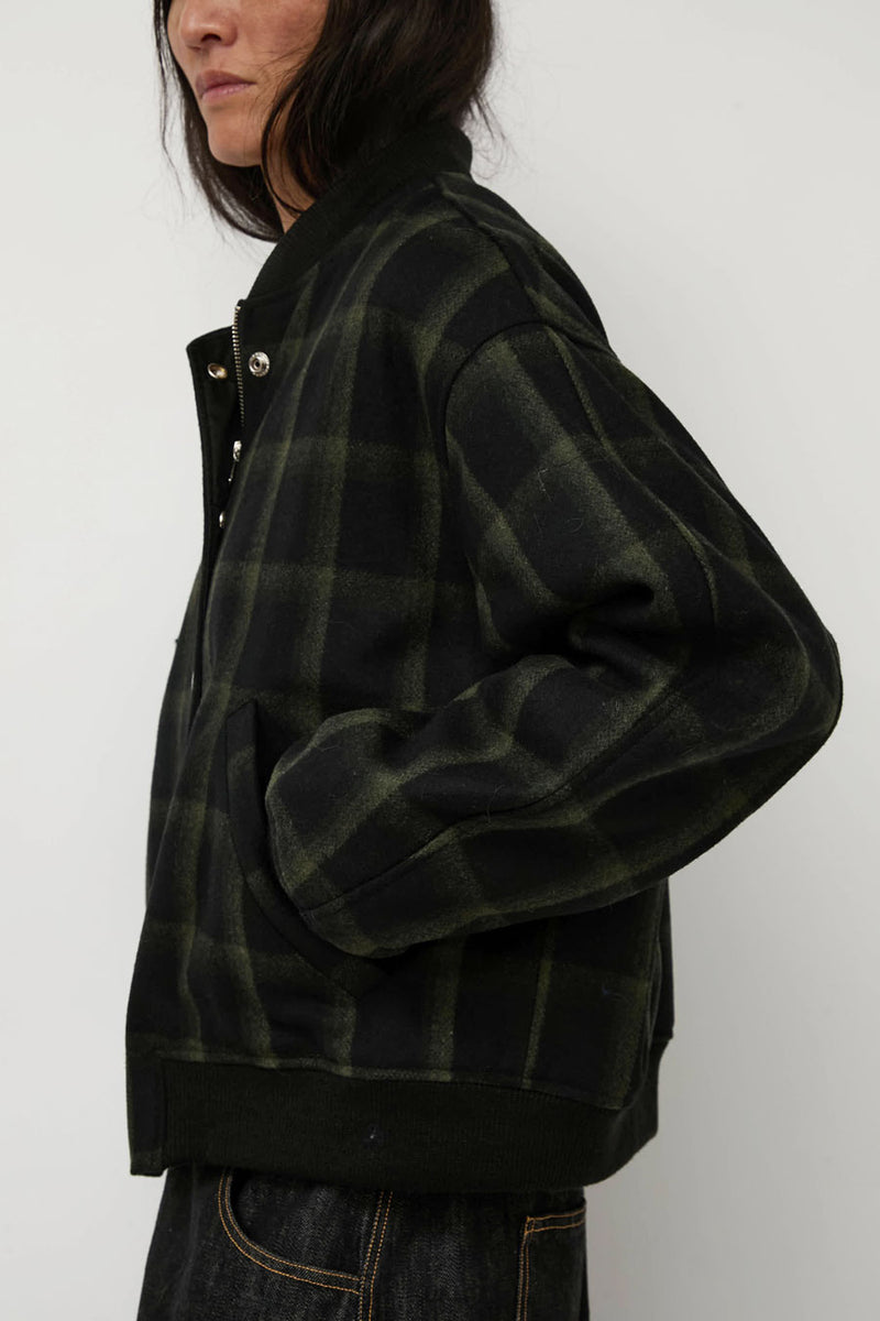 No.6 Landmark Jacket in Olive and Navy Plaid