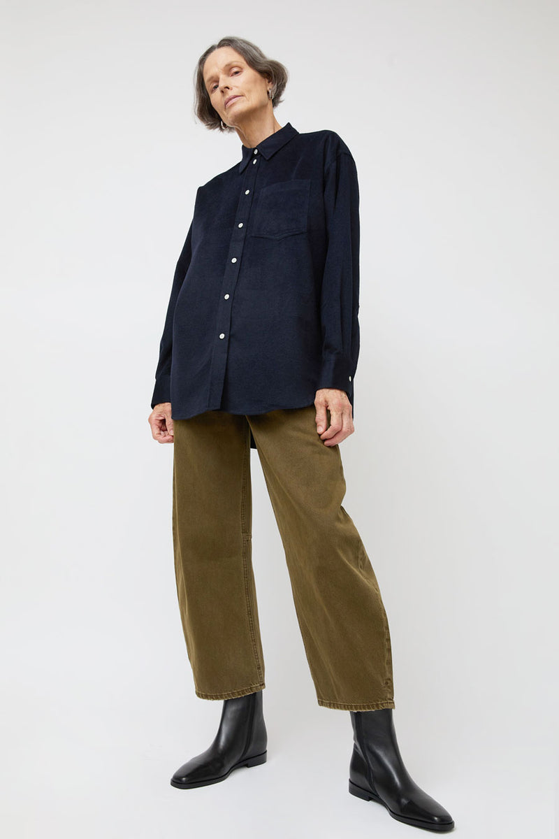 Ali Golden Button Down Oversized Shirt in Navy